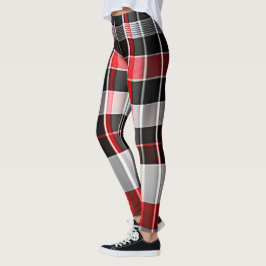 Abstrakte Karierte Kollektion aus Red Black Leggings