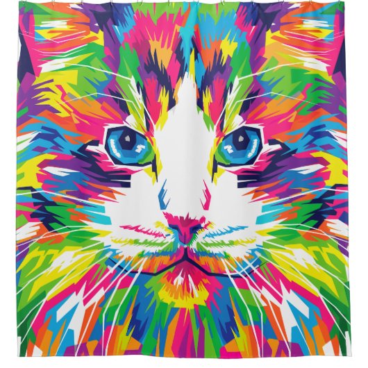 Abstrakte Katze Duschvorhang (Vorderseite)