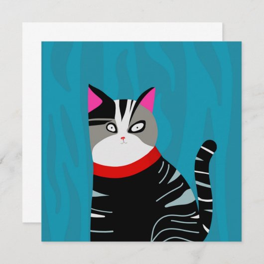 Abstrakte Katze Einladung (Vorne/Hinten)