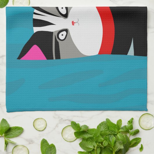 Abstrakte Katze Geschirrtuch (Gefaltet)