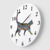 Abstrakte Katze Große Wanduhr (Winkel)