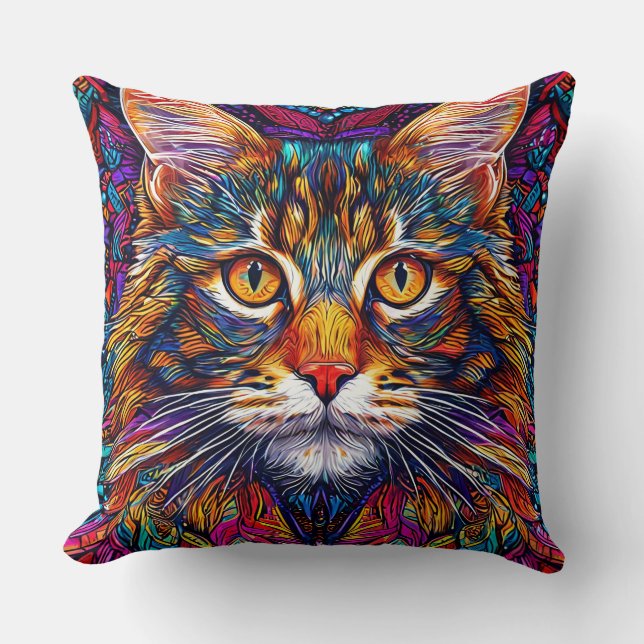 Abstrakte Katze-Illustration Kissen (Vorderseite)