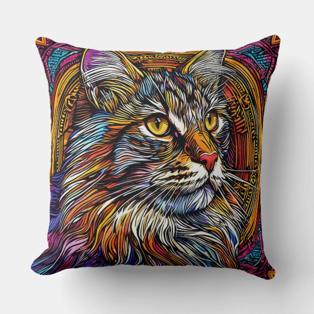 Abstrakte Katze-Illustration Kissen (Vorderseite)