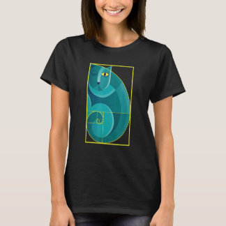 Abstrakte Katze im Fibonacci Golden Spiral T-Shirt