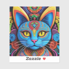 Abstrakte Katze mit gelben Augen Aufkleber