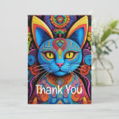 Abstrakte Katze mit gelben Augen Dankeskarte (Stehend Vorderseite)