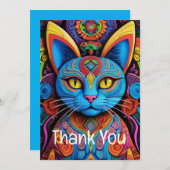 Abstrakte Katze mit gelben Augen Dankeskarte (Vorne/Hinten)