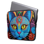 Abstrakte Katze mit gelben Augen Laptopschutzhülle (Vorderseite Links)