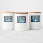 Abstrakte Katze mit gelben Augen Lebensmitteletikett (Flaschen)