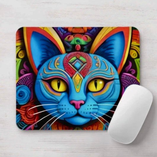 Abstrakte Katze mit gelben Augen Mousepad