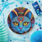 Abstrakte Katze mit gelben Augen Pappteller (Party)