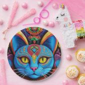 Abstrakte Katze mit gelben Augen Pappteller (Party)