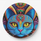 Abstrakte Katze mit gelben Augen Pappteller (Vorderseite)