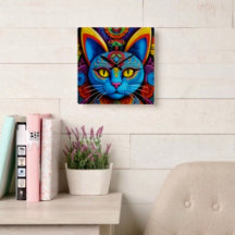 Abstrakte Katze mit gelben Augen