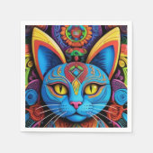 Abstrakte Katze mit gelben Augen Serviette (Vorderseite)