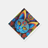 Abstrakte Katze mit gelben Augen Serviette (Ecke)