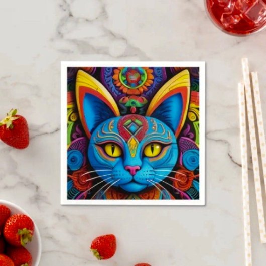 Abstrakte Katze mit gelben Augen Serviette