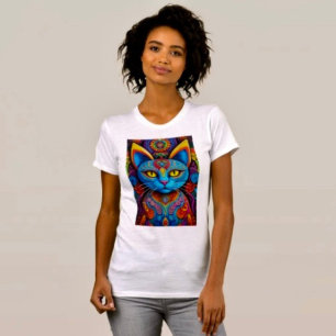Abstrakte Katze mit gelben Augen T-Shirt