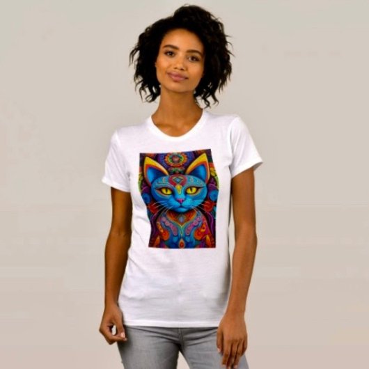 Abstrakte Katze mit gelben Augen T-Shirt