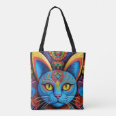 Abstrakte Katze mit gelben Augen Tasche (Rückseite)