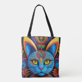 Abstrakte Katze mit gelben Augen Tasche (Rückseite)