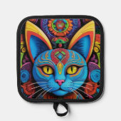 Abstrakte Katze mit gelben Augen Topflappen (Vorderseite)