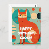 Abstrakte Katze Mitte des Jahrhunderts Geburtstag  Postkarte (Vorne/Hinten)