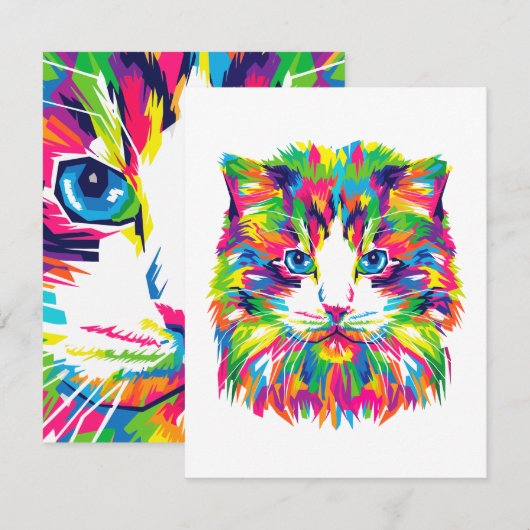 Abstrakte Katze Mitteilungskarte (Vorne/Hinten)