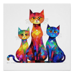 Abstrakte Katze Poster