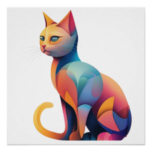 Abstrakte Katze Poster