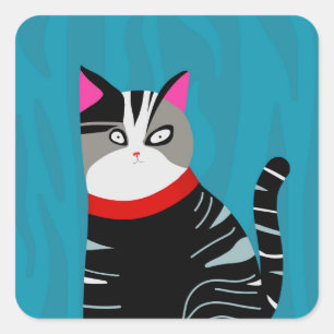 Abstrakte Katze Quadratischer Aufkleber