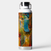 Abstrakte Katzen mit Namen Trinkflasche (Rückseite)