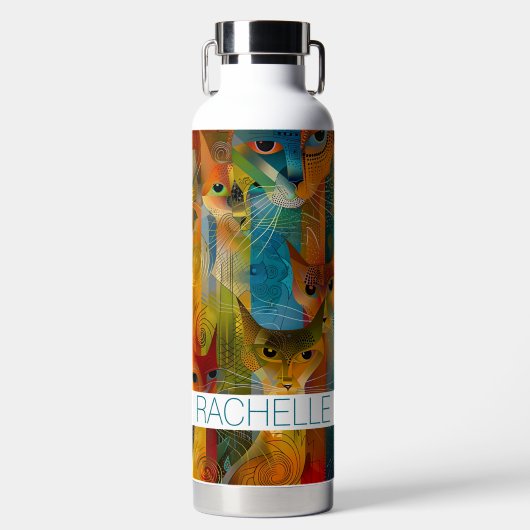 Abstrakte Katzen mit Namen Trinkflasche (Vorderseite)