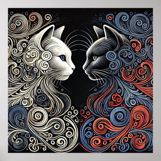 Abstrakte Katzen Poster (Vorne)