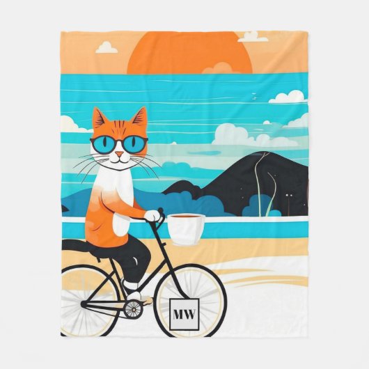 Abstrakte Katzenfahrrad-Minimalist Fleecedecke (Vorderseite)