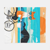 Abstrakte Katzenfahrrad-Minimalist Fleecedecke (Vorderseite (Horizontal))