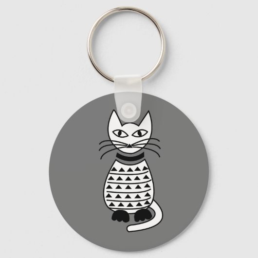 Abstrakte Katzenkatze Schlüsselanhänger (Vorderseite)