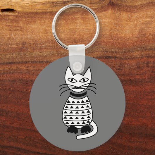 Abstrakte Katzenkatze Schlüsselanhänger (Vorderseite)