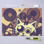 Abstrakte Katzenkunst Braun Beige Seidenpapier (Handwerk)
