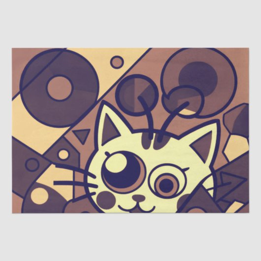 Abstrakte Katzenkunst Braun Beige Seidenpapier (Vorderseite)
