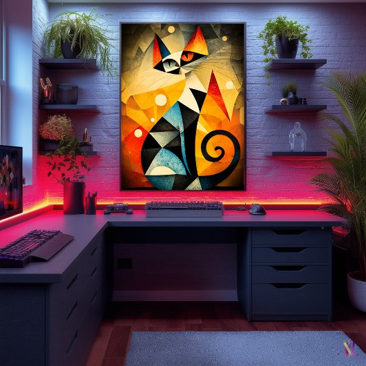 Abstrakte Katzenkunst - Geometrisches Tierdesign Poster