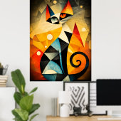 Abstrakte Katzenkunst - Geometrisches Tierdesign Poster (Heimbüro)
