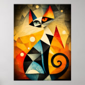 Abstrakte Katzenkunst - Geometrisches Tierdesign Poster (Vorne)