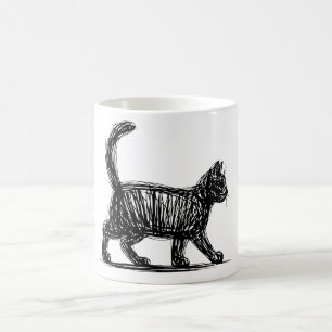 Abstrakte Katzenlinienkunst Minimalistische Kritze Kaffeetasse