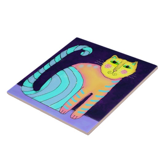Abstrakte Katzenmalerei Fliese (Seite)