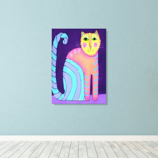 Abstrakte Katzenmalerei Leinwanddruck (Insitu (Holzboden))