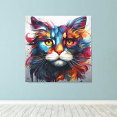 Abstrakte Katzenmalerei Leinwanddruck (Insitu (Holzboden))