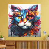 Abstrakte Katzenmalerei Leinwanddruck (Insitu (Wohnzimmer))