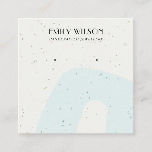 ABSTRAKTE KERAMIK AQUA BLAU STUD EARRING DISPLAY QUADRATISCHE VISITENKARTE (Vorderseite)