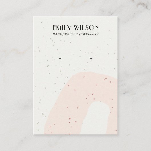 ABSTRAKTE KERAMIK BLUSH PEACH STUD EARRING DISPLAY VISITENKARTE (Vorderseite)